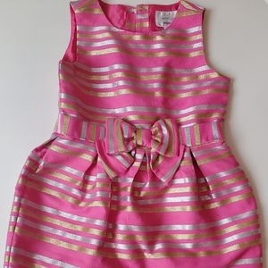special occasion dress pink w/ metalic stripes.  Girls size 8.